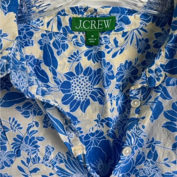 J. Crew Blue and White Floral Blouse - Picture 2 of 2